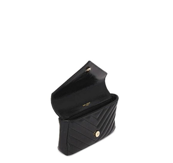 Saint Laurent Uptown Pouch – Croc‑Embossed Shiny Leather - Image 4