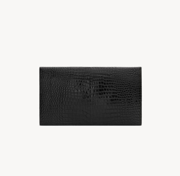 Saint Laurent Uptown Pouch – Croc‑Embossed Shiny Leather - Image 3
