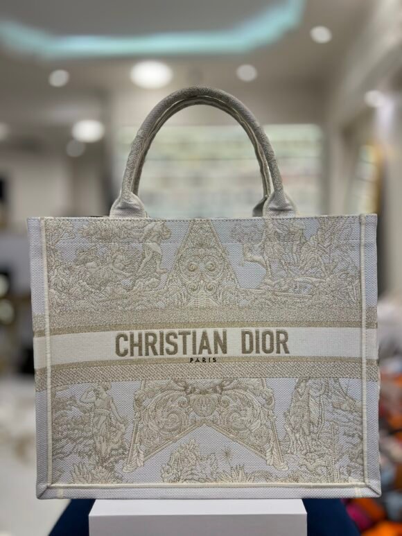 Christian Dior Book Tote – Beige Embroidered Canvas