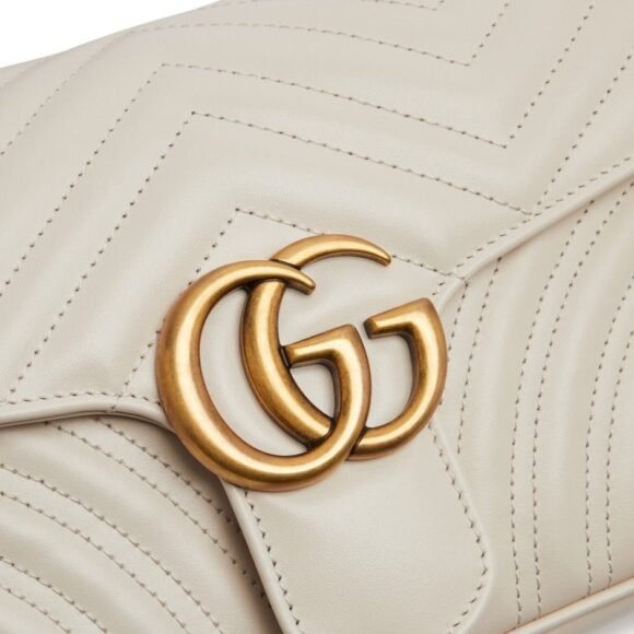 Gucci GG Marmont Small Shoulder Bag – White Leather - Image 4