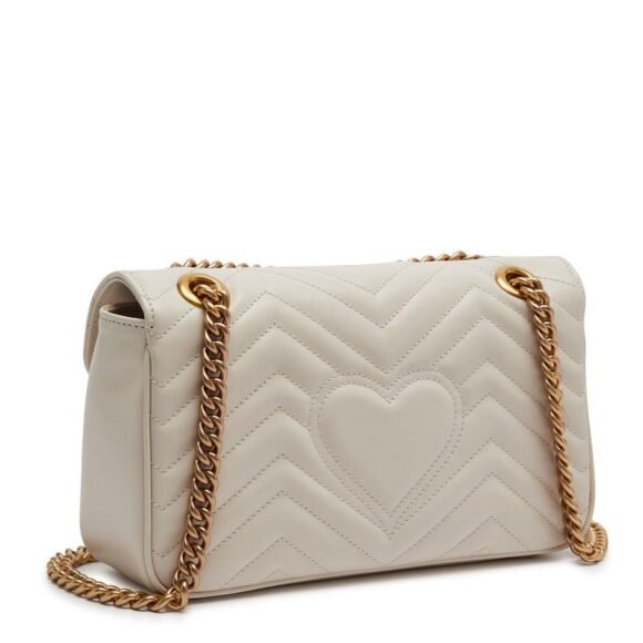 Gucci GG Marmont Small Shoulder Bag – White Leather - Image 3