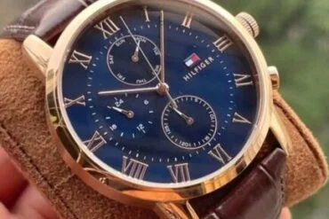 Tommy Hilfiger Black Dial Watch with Rose Gold Case & Brown Leather Strap - Image 9