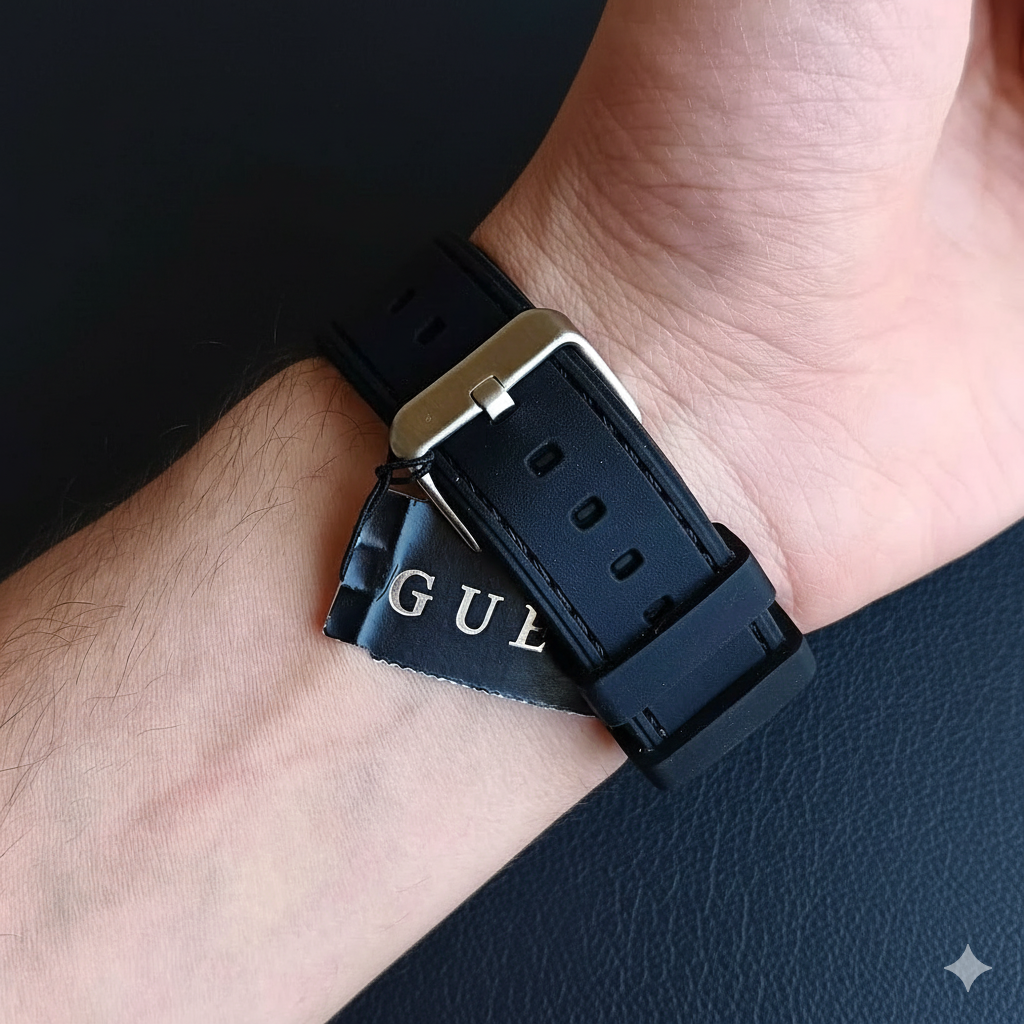 GUESS Black Silicone Multi-Function Watch – Roman Dial - Image 7