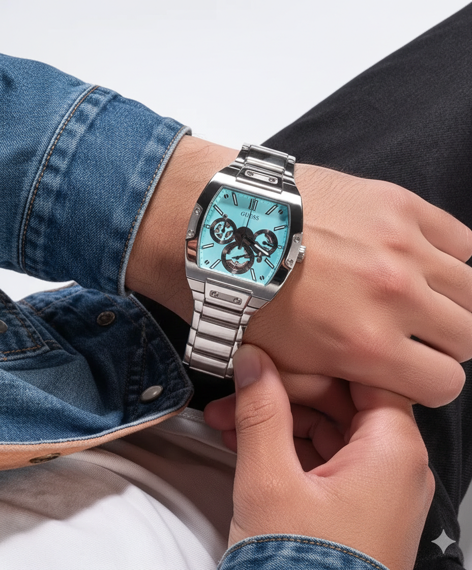 GUESS Turquoise Chronograph – Time Architecture in Bold Colors - Image 2