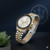Maserati Men’s Chronograph Watch – White Dial, Two-Tone Stainless Steel Bracelet, Tachymeter Bezel