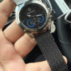 Maserati Men’s Chronograph Watch – Black Dial with Blue Accents, Mesh Metal Bracelet