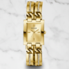 GUESS Rectangular Gold Watch – Geometric Elegance, Irresistible Brilliance