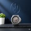 Maserati Men’s Chronograph Watch – White Dial, Silver Bracelet, Rose Gold Details